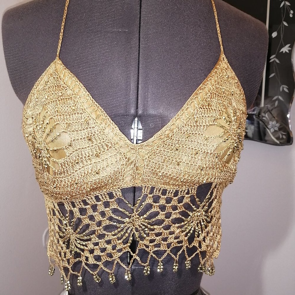 Crocheted and beaded bralette